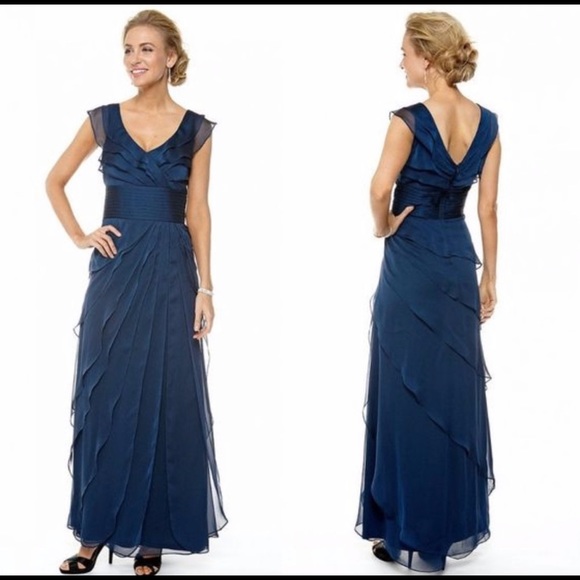Adrianna Papell Chiffon Ruffle Gown - Picture 1 of 4